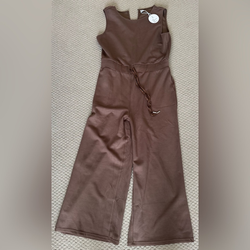 Aspire Brown Jumpsuit with Wide-Leg Design and Adjustable Waist